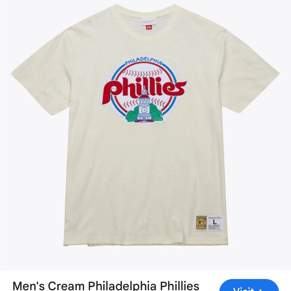 Mitchell & Ness cream Philadelphia Phillies Heritage Vintage Slub T-shirt